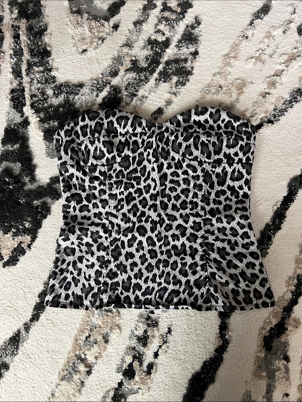 Forever 21 Strapless Leopard Print Bustier Top - Black/White